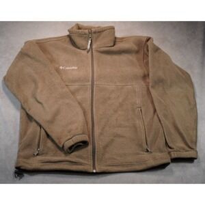 Columbia Jacket Mens Medium Brown Fleece Full Zip Outdoor Zip Pockets